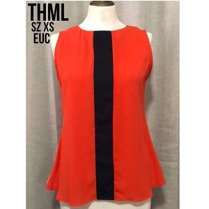 THML Tank Style Blouse-Sz xs-Orange/Navy/Nude-EUC